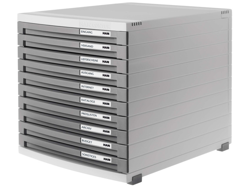 HAN Module de classement CONTUR,10 tiroirs, gris clair/foncé