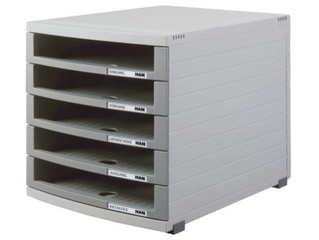 HAN Module de classement CONTUR, 5 tiroirs ouverts, gris