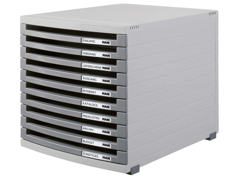 HAN Module de classement CONTUR, 10 tiroirs ouverts, gris
