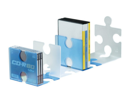 HAN Serre-livres PUZZLE, set de 2, bleu translucide