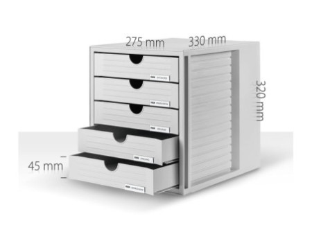 HAN Module de classement SYSTEMBOX, 5 tiroirs, gris/clair