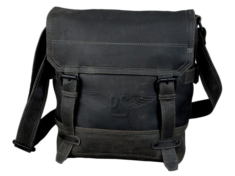 PRIDE&SOUL Sac à bandoulière 'FLAT', cuir, gris-noir