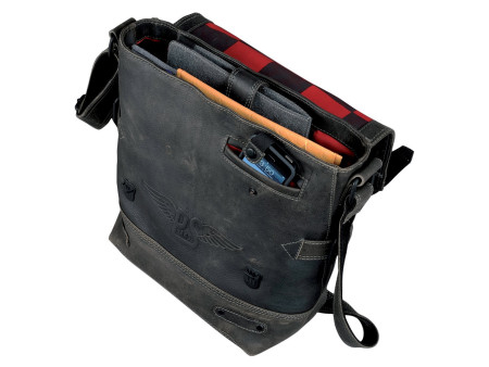 PRIDE&SOUL Sac à bandoulière 'FLAT', cuir, gris-noir