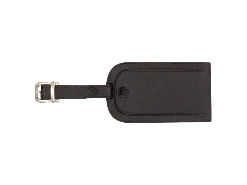 JSA Porte-étiquette de bagage, en cuir, noir