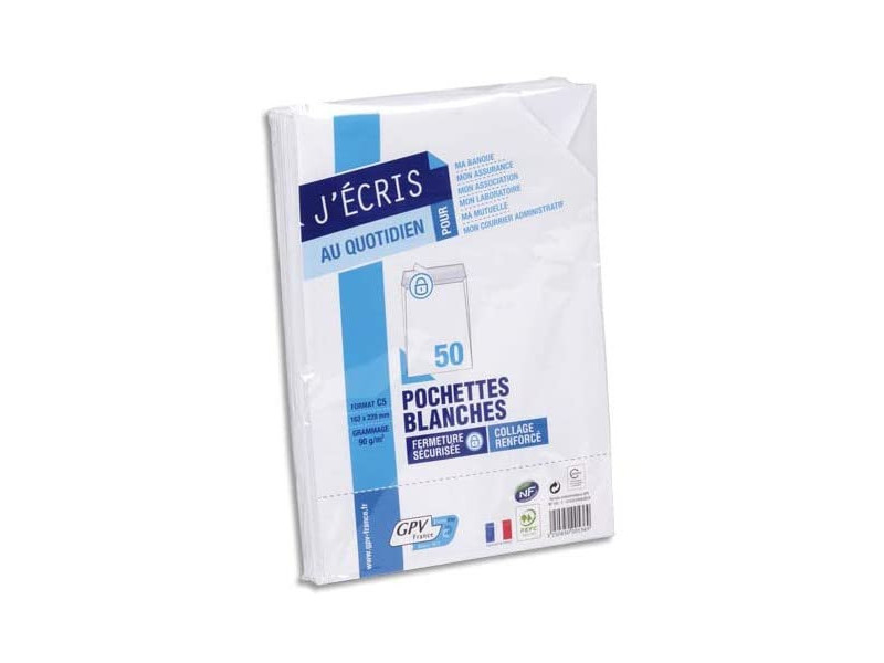 GPV Pochettes d'expédition, C5, 162 x 229 mm, blanc