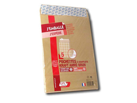 GPV Pochettes à soufflets, 24, 260 x 330 mm, kraft armé