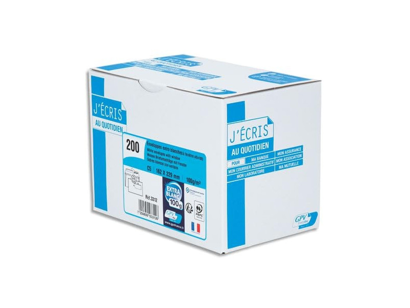 GPV Enveloppes, C5, 162 x 229 mm, avec fenêtre, blanc