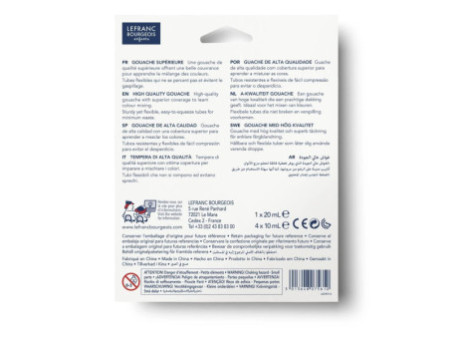 LEFRANC BOURGEOIS Gouache en tube, set de 5 tubes assortis