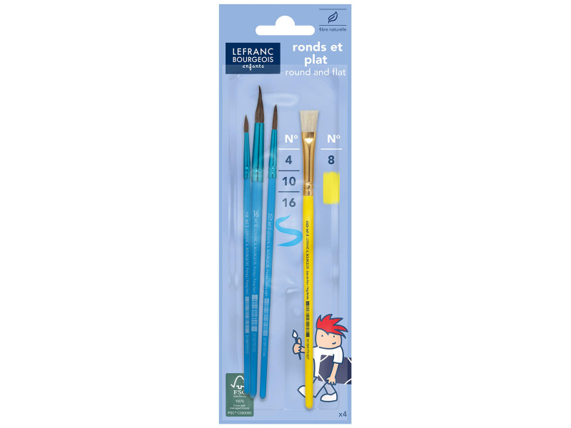 LEFRANC BOURGEOIS Lot de 3 pinceaux Pony + 1 brosse