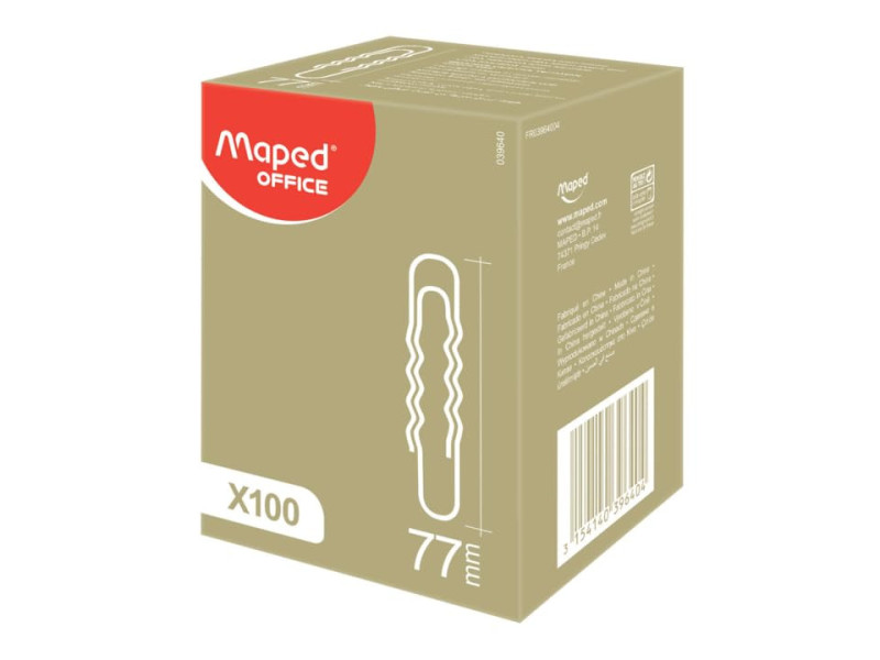 Maped Trombone, en acier nickelé, 77 mm, ondulé