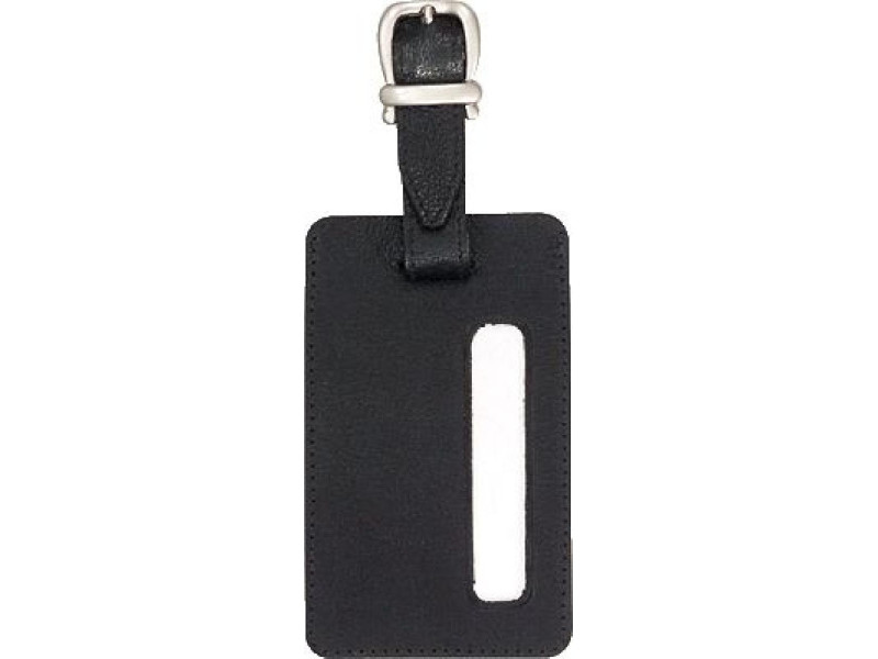 JSA Porte-étiquette de bagage, en cuir, noir