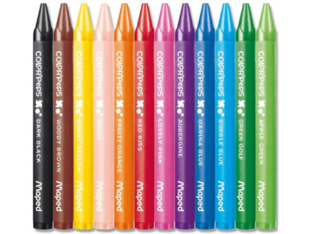 Maped Crayon de cire COLOR'PEPS WAX, étui en carton de 12
