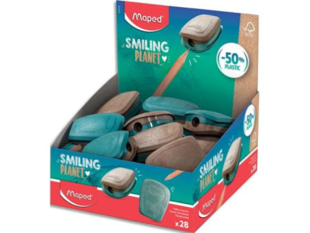 Maped Taille-crayons SMILING PLANET, bleu/brun, présentoir