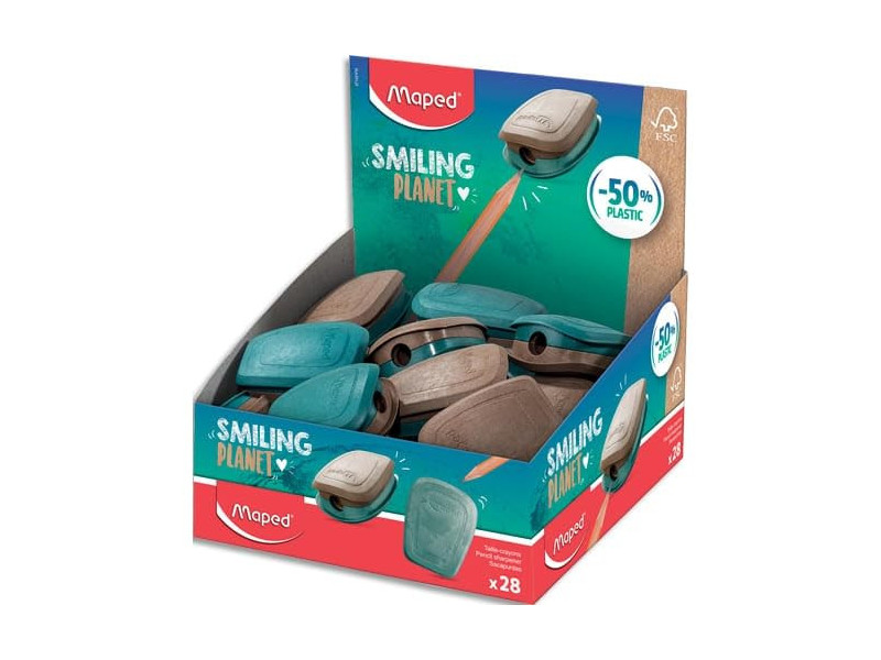 Maped Taille-crayons SMILING PLANET, bleu/brun, présentoir