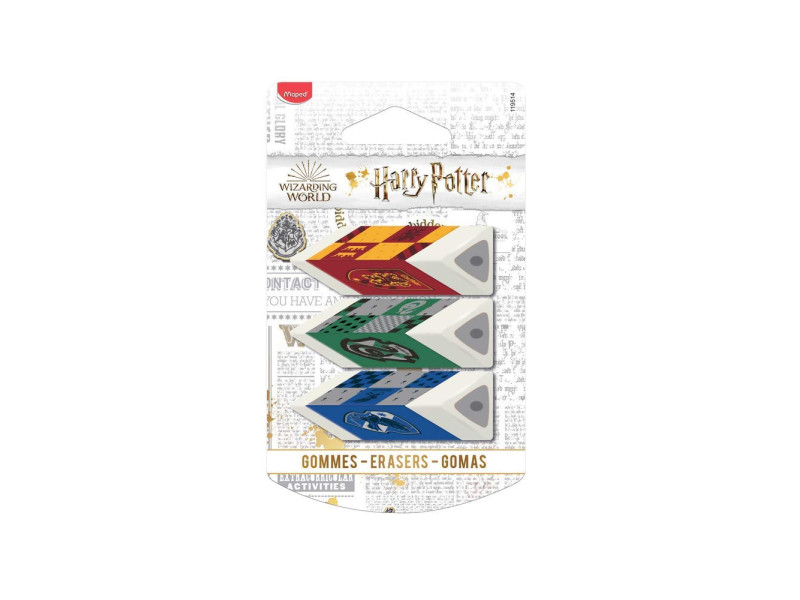 Maped Gomme en plastique Pyramide HARRY POTTER, blister de 3