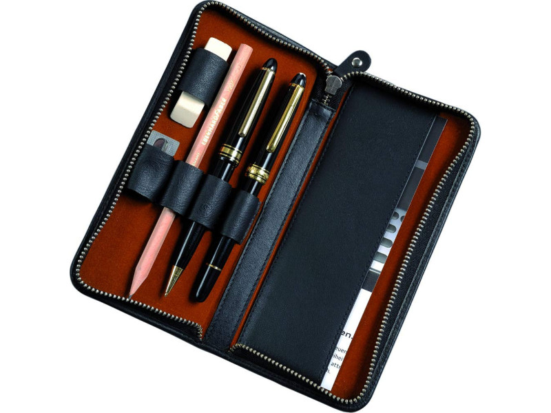 Alassio Etui pour 3 stylos, cuir, noir