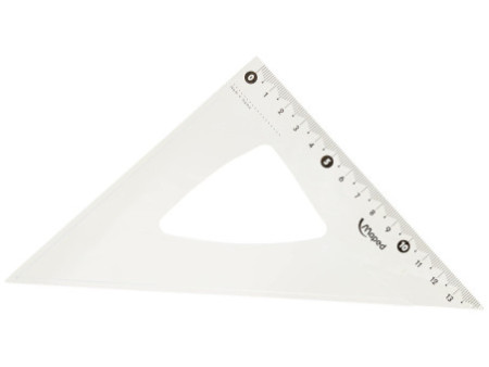 Maped Equerre Cristal 45 degrés, hypoténuse : 210 mm,