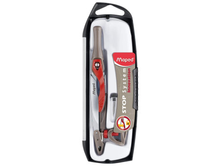 Maped Boîte de compas Stop System, 3 pièces, rouge