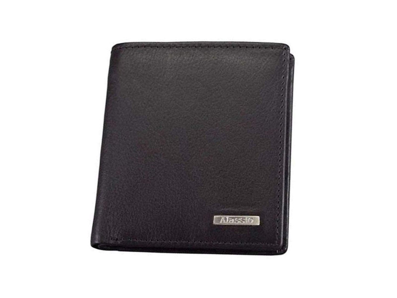 Alassio Mini portefeuille, cuir, format haut, noir