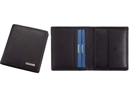 Alassio Mini portefeuille, cuir, format haut, noir