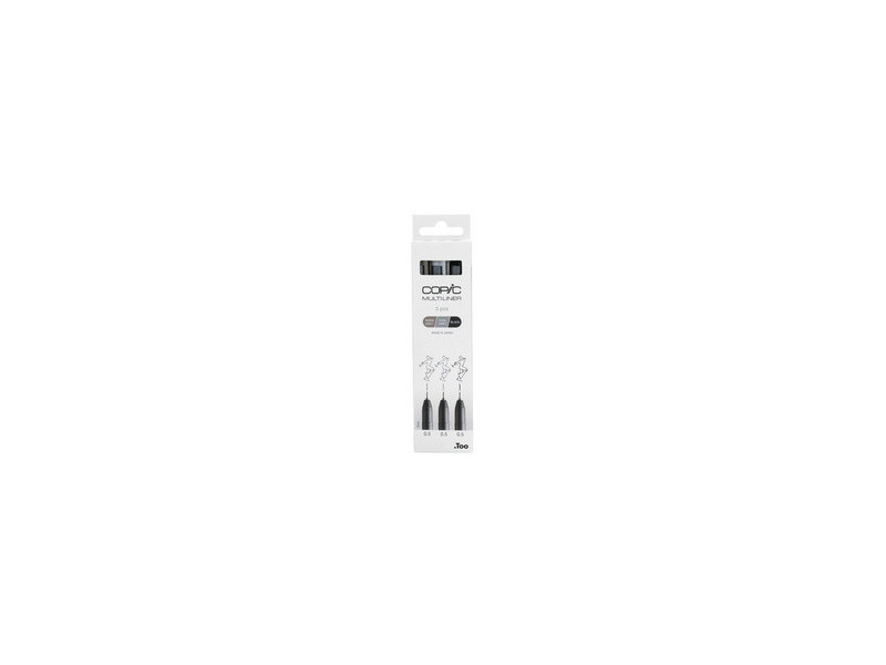 COPIC Feutre fin MULTILINER, set de 3, gris/noir