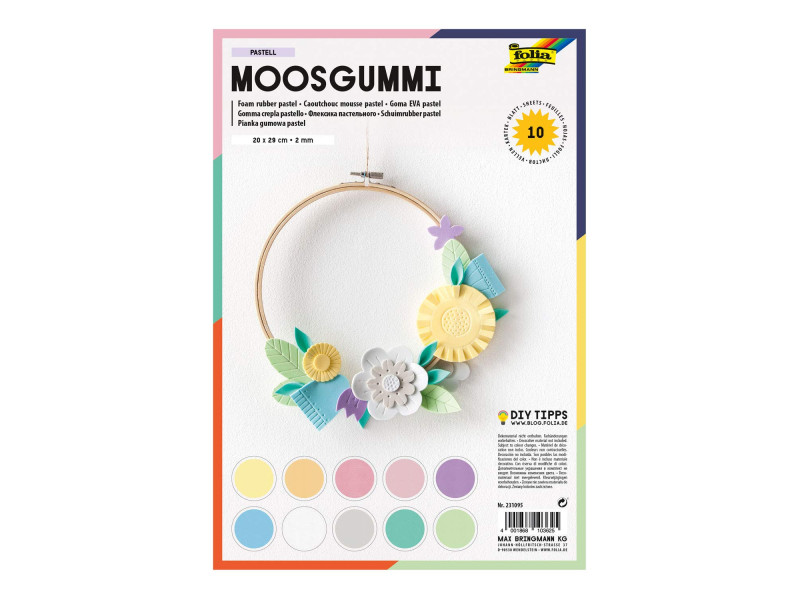 folia Gommette en mousse PASTEL, non autocollant 10 feuilles