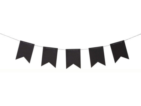 folia Guirlande de fanions tableau noir, 14 fanions, noir