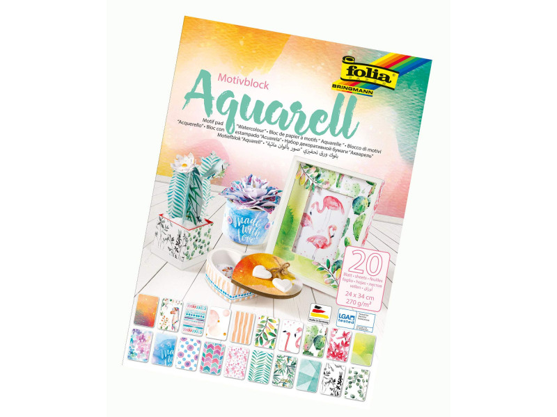 folia Bloc de papier à motifs 'Aquarelle', 240 x 340 mm