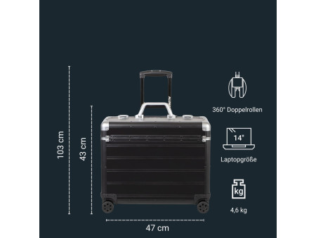 ALUMAXX Valise pour pilotes 'PANDORA', aluminium, noir mat
