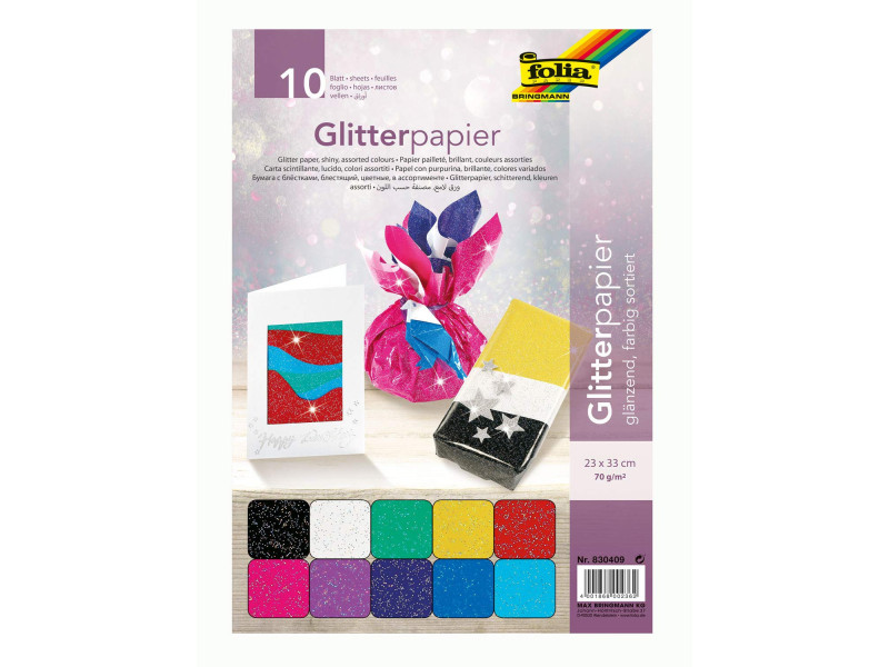folia Papier pailleté, 70 g/m2, 230 x 330 mm, assorti