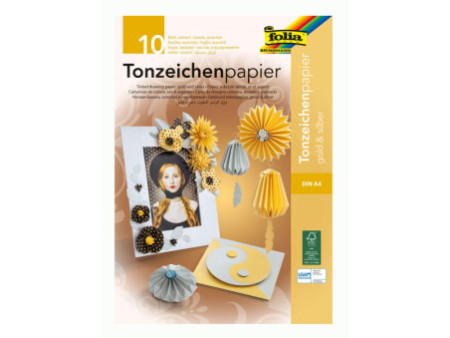folia Bloc de papier de couleur, A4, 130 g/m2, or et argent