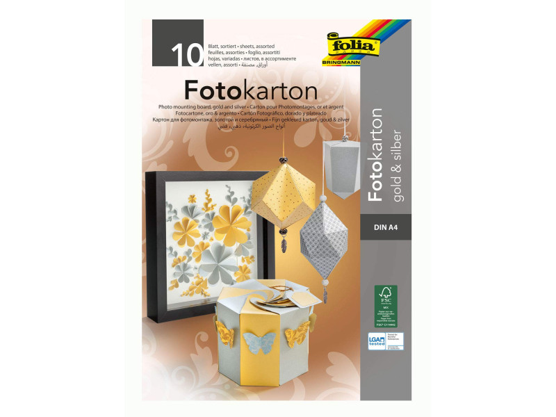 folia Bloc de carton de bricolage, A4, 300 g/m2, or & argent
