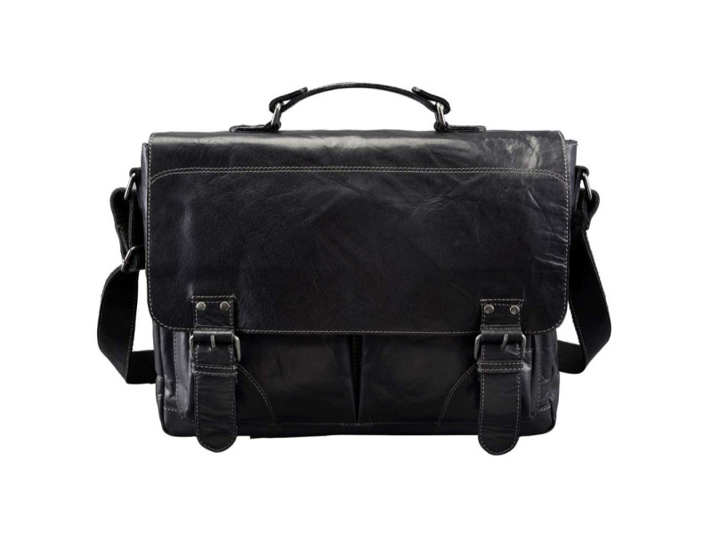 PRIDE&SOUL Sac à bandoulière 'Business Sac L', cuir, noir