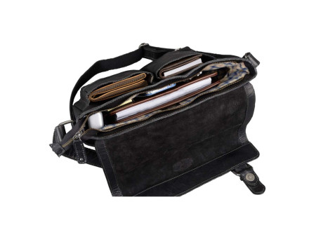 PRIDE&SOUL Sac à bandoulière 'Business Sac L', cuir, noir