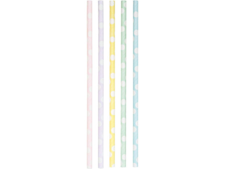 folia Paille en papier 'PASTEL DOTS', longueur : 200 mm