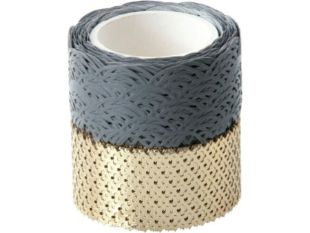 folia Bordure décorative décor Washi, set de 2, gris / or
