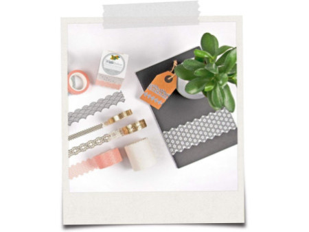 folia Bordure décorative décor Washi, set de 2, gris / or