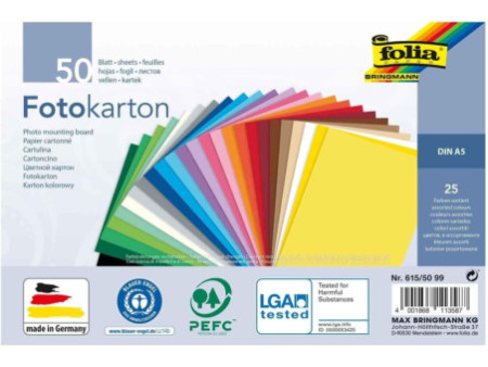 folia Carton de bricolage, A5, 300 g/m2, 25 couleurs