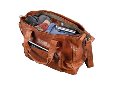 PRIDE&SOUL Sac à main ROYAL 'T', cuir véritable, marron