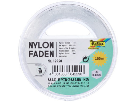 folia Fil nylon sur bobine, 0,5 mm x 100 m, transparent