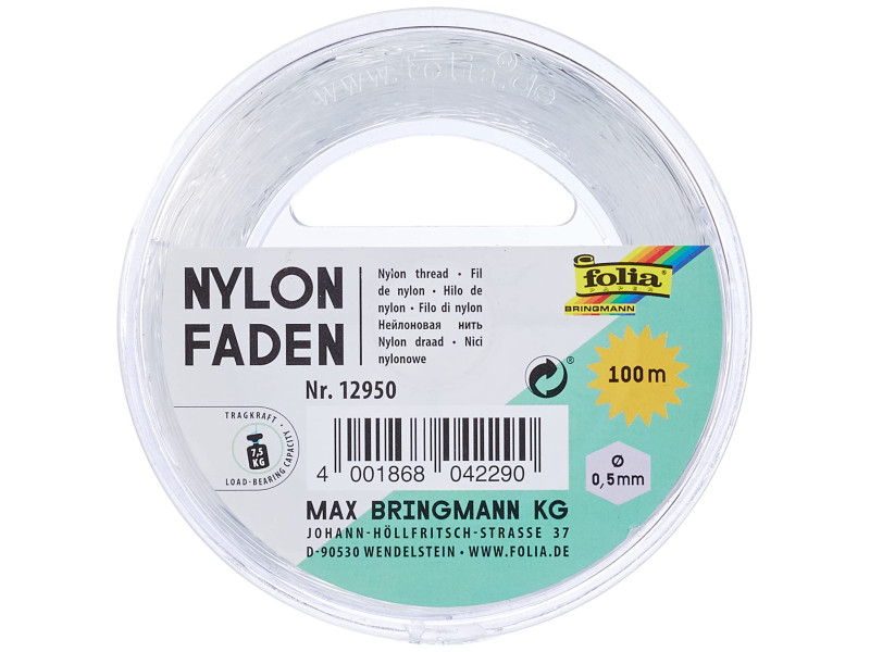 folia Fil nylon sur bobine, 0,5 mm x 100 m, transparent