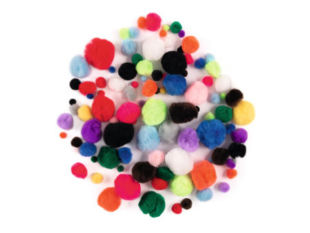 folia Pompons, 100 pièces, tailles et couleurs assorties