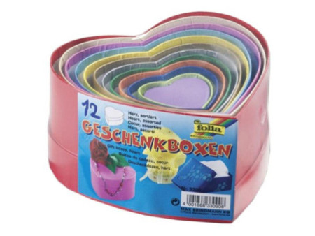 folia Boîte cadeau 'Coeur', tailles/couleurs assorties