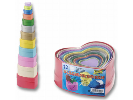 folia Boîte cadeau 'Coeur', tailles/couleurs assorties