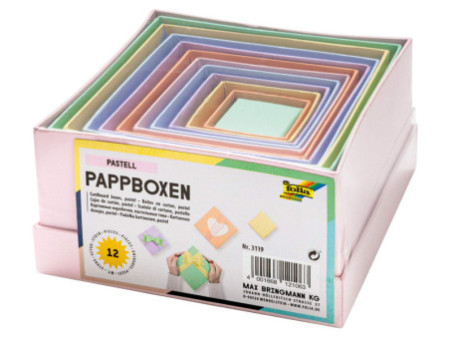 folia Boîtes en carton PASTEL, carré, assortiment de 12