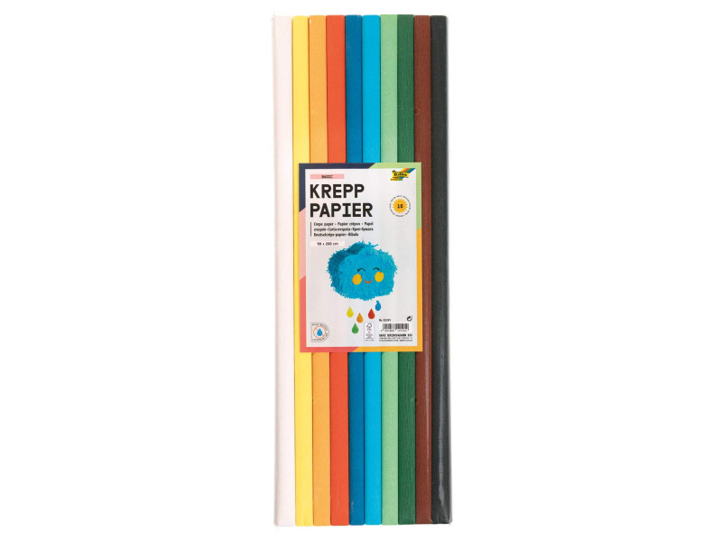 folia Rouleau de papier crêpon BASIC, 500 mm x 2 m, assorti