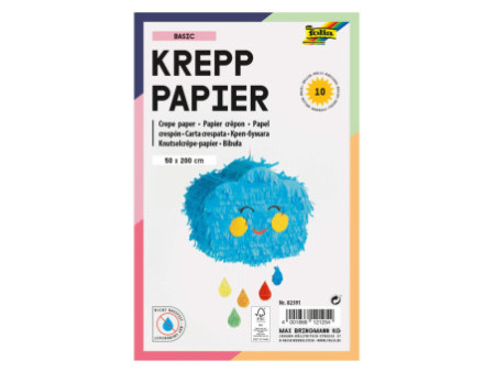 folia Rouleau de papier crêpon BASIC, 500 mm x 2 m, assorti