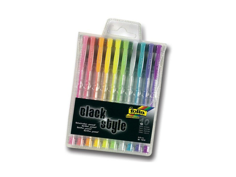 folia Stylo gel PASTELL, couleurs assorties, étui de 10