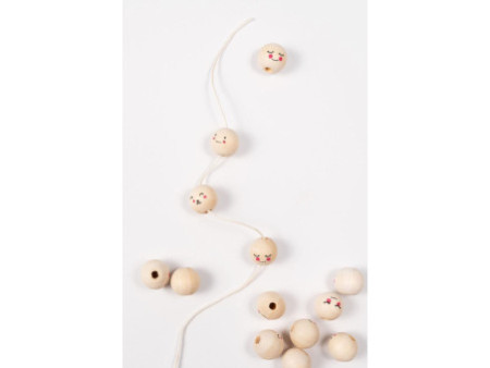 folia Perles en bois CUTE FACES, rond