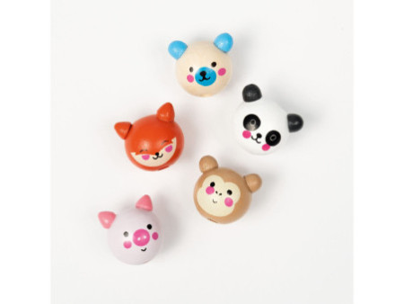 folia Perles en bois CUTE ANIMALS, rond